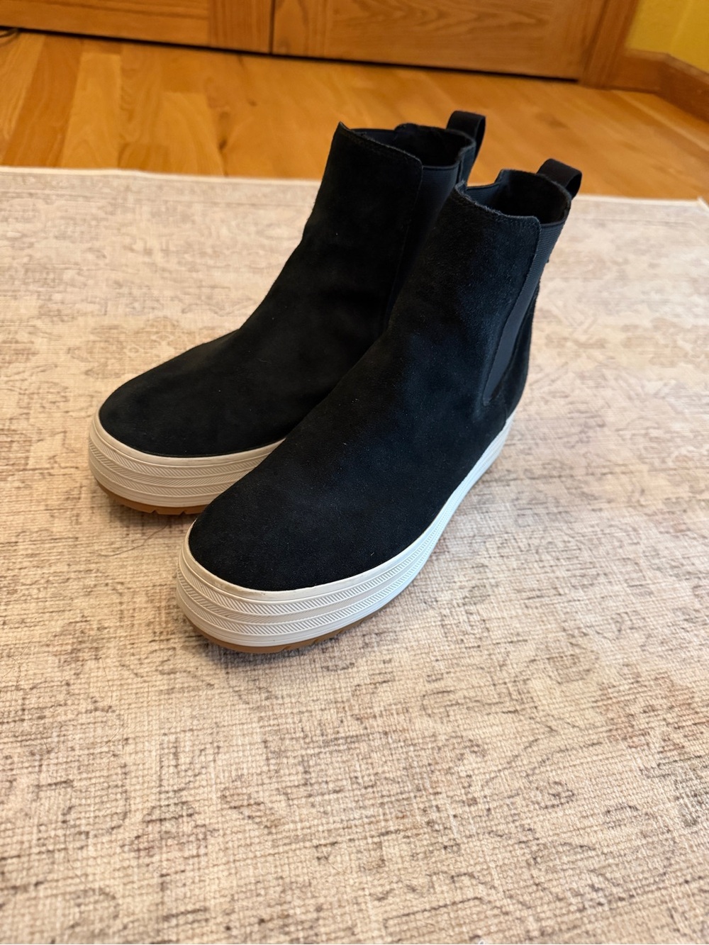Keds Black Suede Platform Chelsea Booties